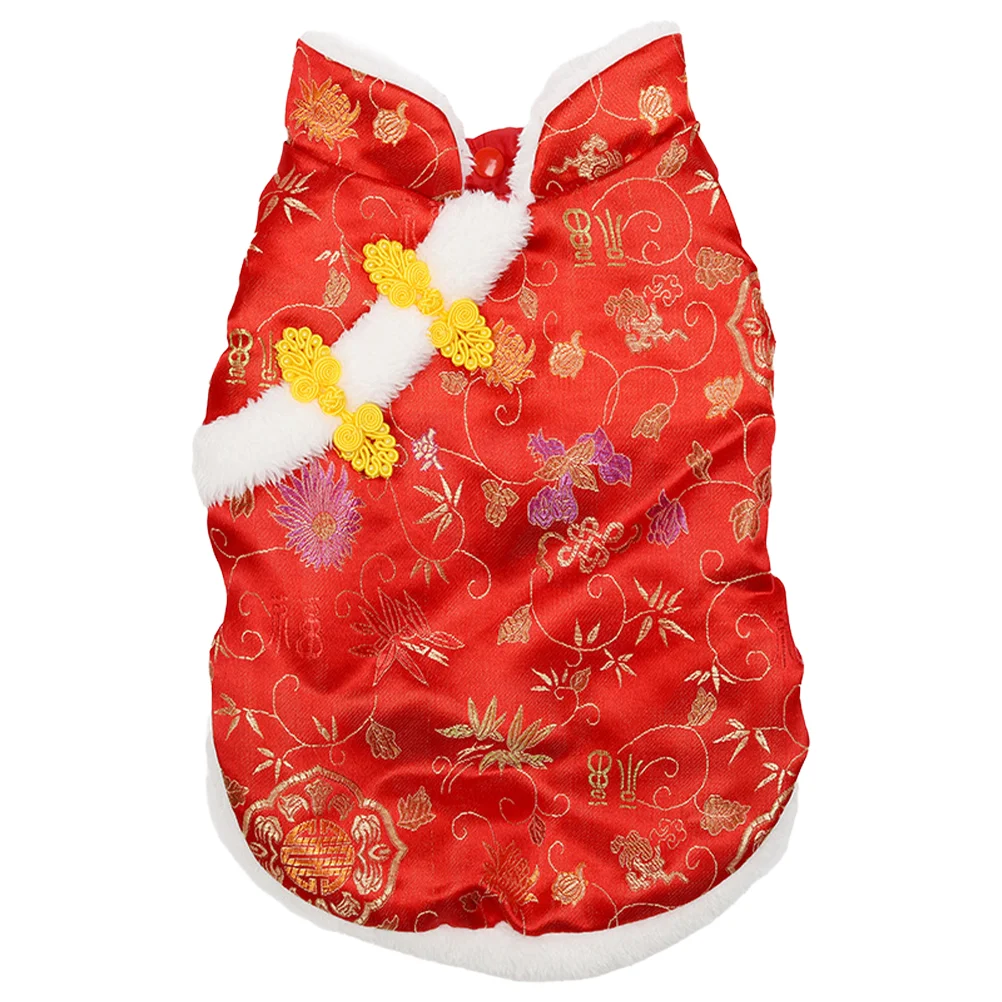 

Dog New Year Pet Clothes Chinese Cat Costume Winter Outfit Puppy Suit Cheongsam Warm Snowsuit Coat Coats Plush Sweaters Costumes
