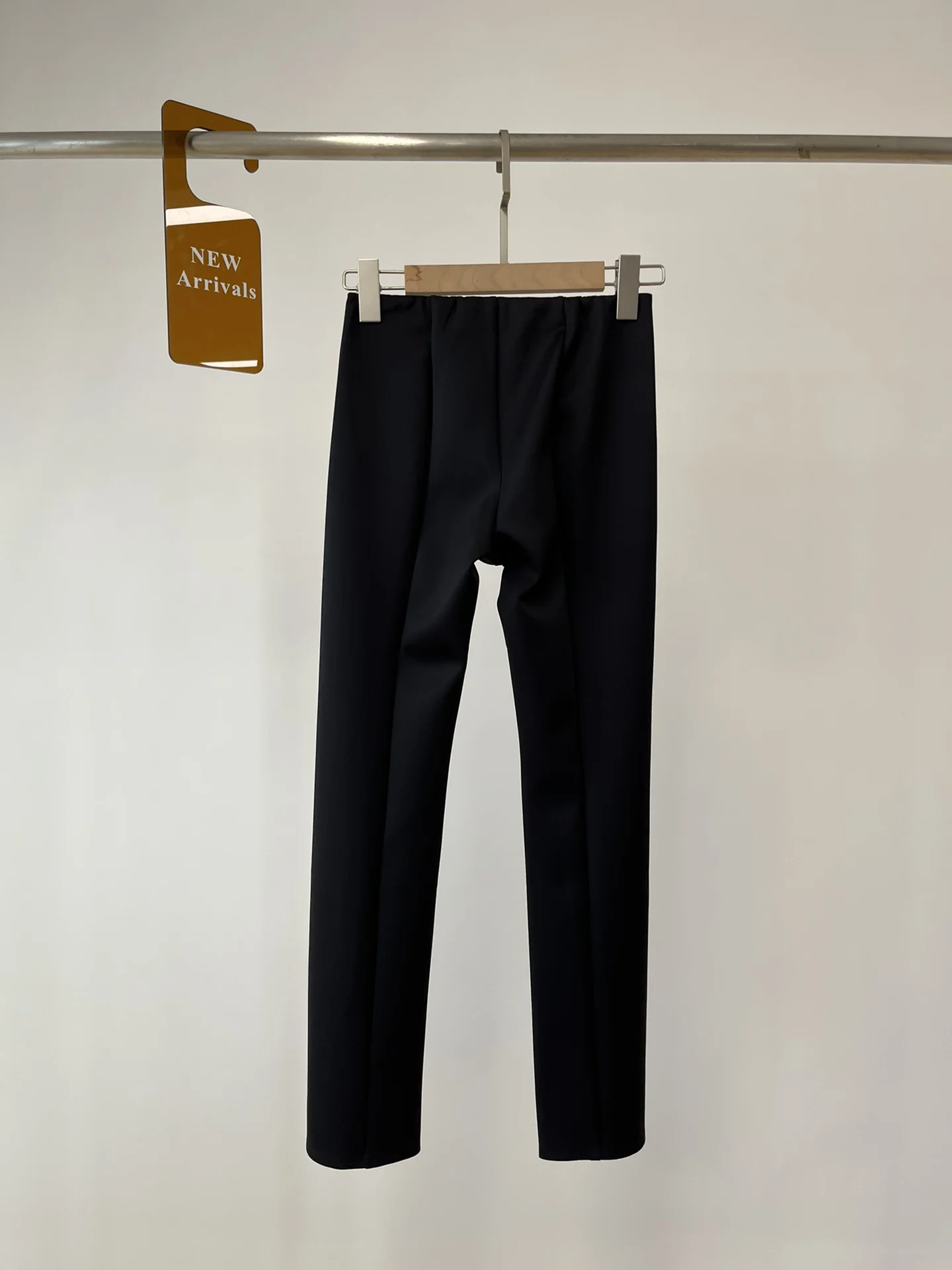 2023 Early Spring New Fashion Elastic Fiber Imported Viscose Elastic Slit Straight-leg Black Pants Women