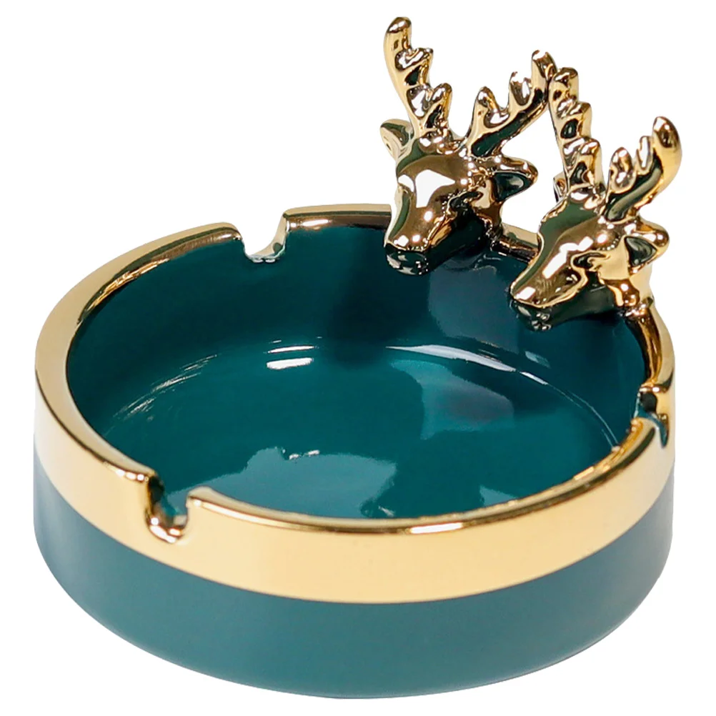 

Ceramic Ashtray Simple Round Ashtray Decor Deer Pattern Ashtray Ornament