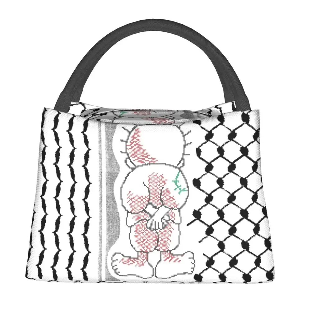 

Palestinian Handalah Palestine Kufiya Pattern Insulated Lunch Bags for Women Tatreez Embroidery Resuable Thermal Bento Box