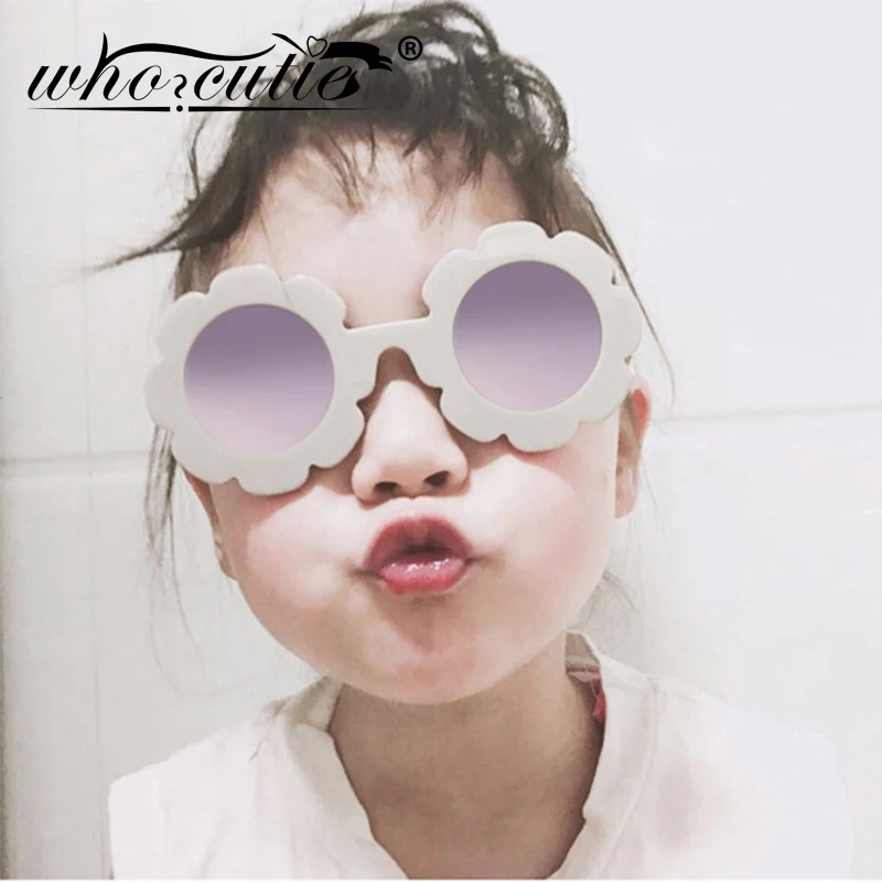 

WHO CUTIE/2022 детские солнцезащитные очки для маленьких девочек с блестящим цветком и круглой оправой в стиле ретро; Милые Солнцезащитные очки д...