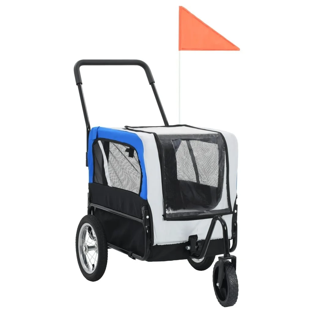 

2-in-1 Pet Bike Trailer & Jogging Stroller Gray and Blue