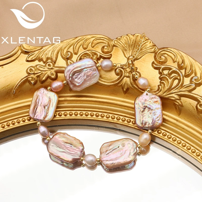 

Xlentag фиолетовый квадратный натуральный таитянский барочный жемчуг Женский Регулируемый подвесной браслет в стиле ретро роскошный популяр...