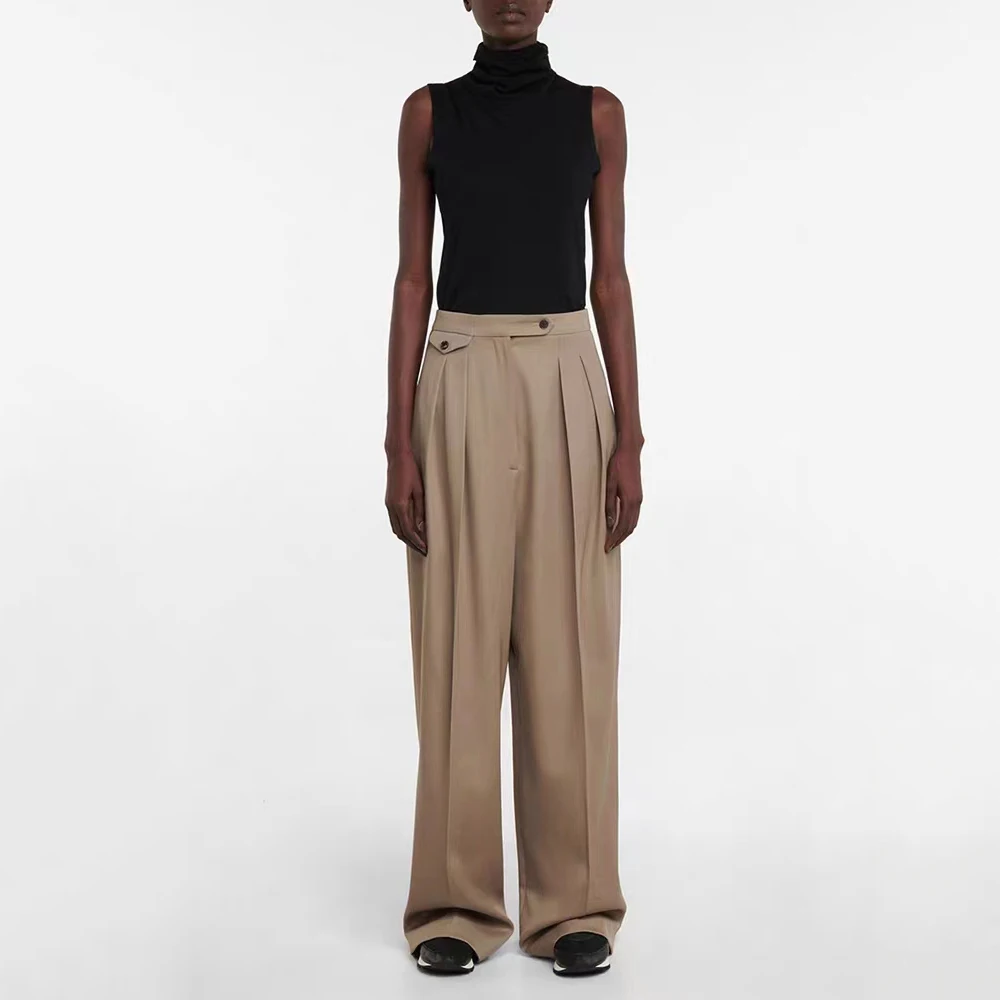 

Женский шерстяной костюм с драпировкой, повседневные брюки до пола с трехмерным вырезом, y2k, 2023