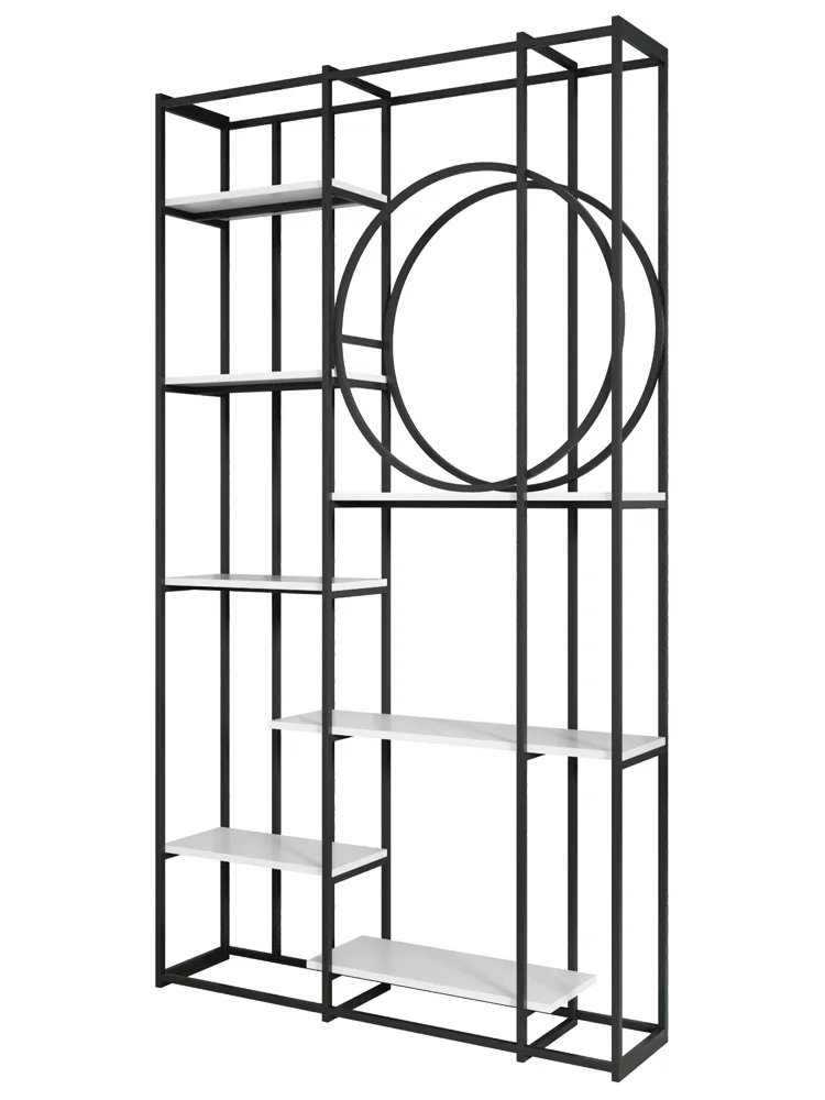 

Customized Light Luxury Wrought Iron Floor Bookshelf Living Room Porch Creative Office Partition Decoration Shelf Organizer