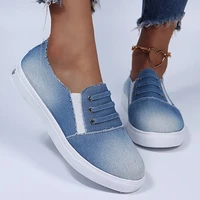 2022 womens flat casual shoes fashionable comfortable denim cnvas lovers sneakers women breathable non slip round toe slip on