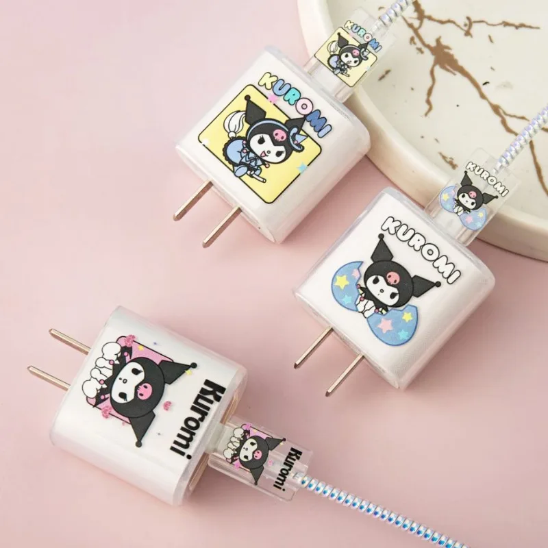 

Чехол для кабеля передачи данных Sanrio Kuromi Pachacco, применяется для Apple, зарядное устройство 20 Вт, защита кабеля для зарядки, набор из 4 шт.