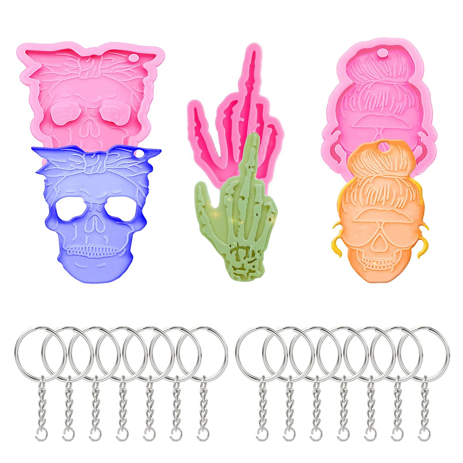

Cake Decorating Woman Epoxy Casting Man Skeleton Hand Skull Head Skull Keychain Resin Molds Silicone Mould