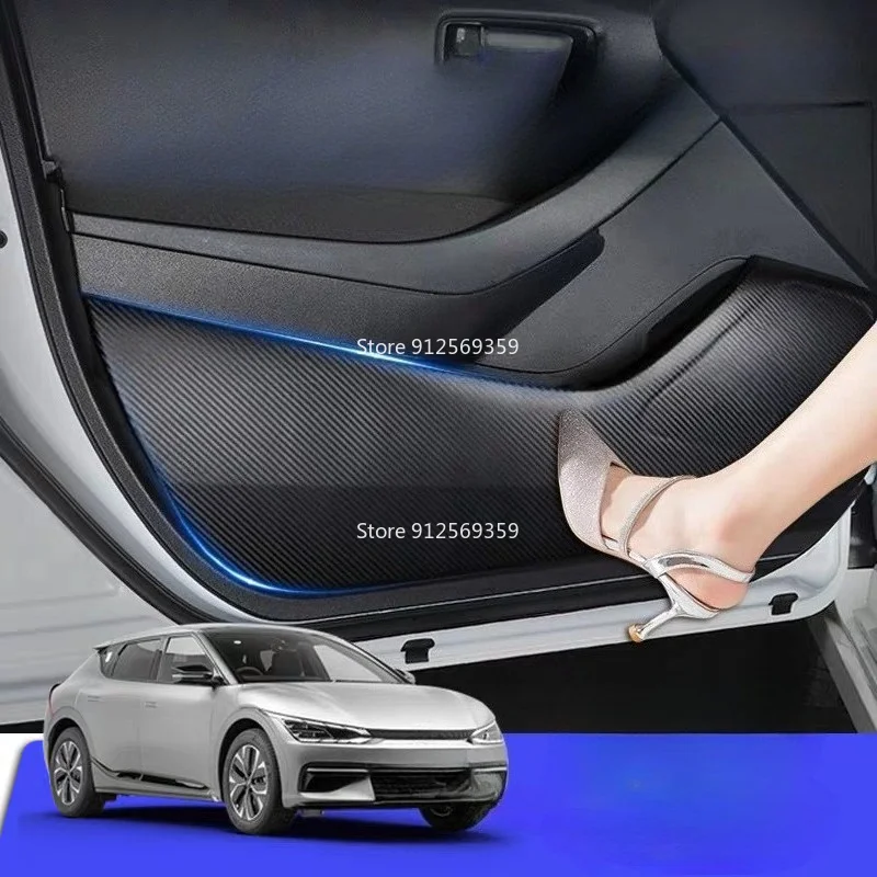 Фото Для Kia EV6 2022 2023: кожаная защитная накладка на дверь от ударов и царапин, пленка для защиты от истирания и следов от ног. №2