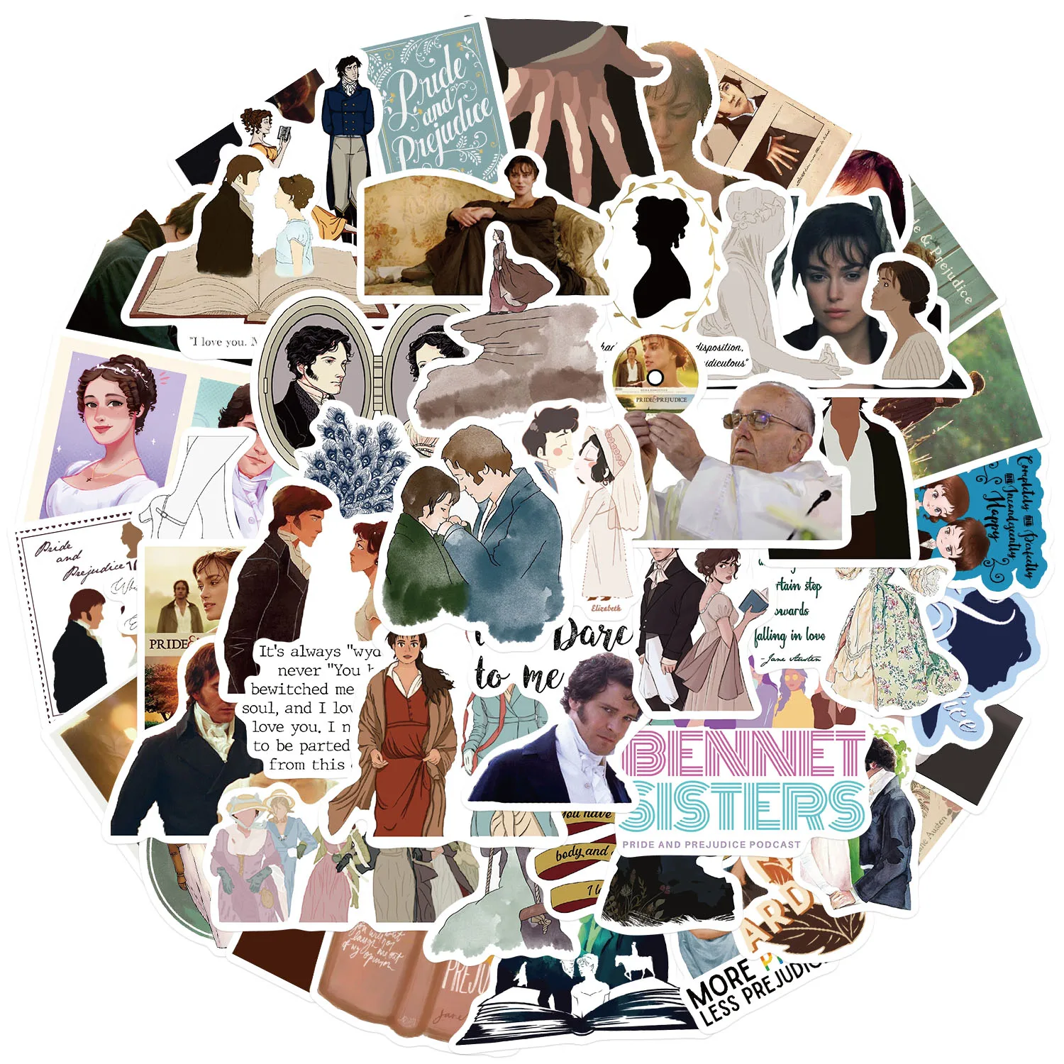 

10/50PCS Pride and Prejudice Stickers Graffiti Decoration Water Bottle Laptop Phone Refrigerator Waterproof Creative Sticker