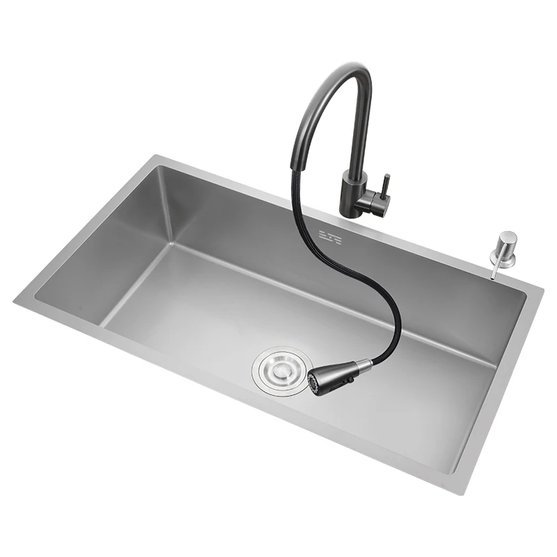 

sus304 stainless steel gun gray handmade kitchen wash basin nano single-slot thickened under-counter basin sink size number