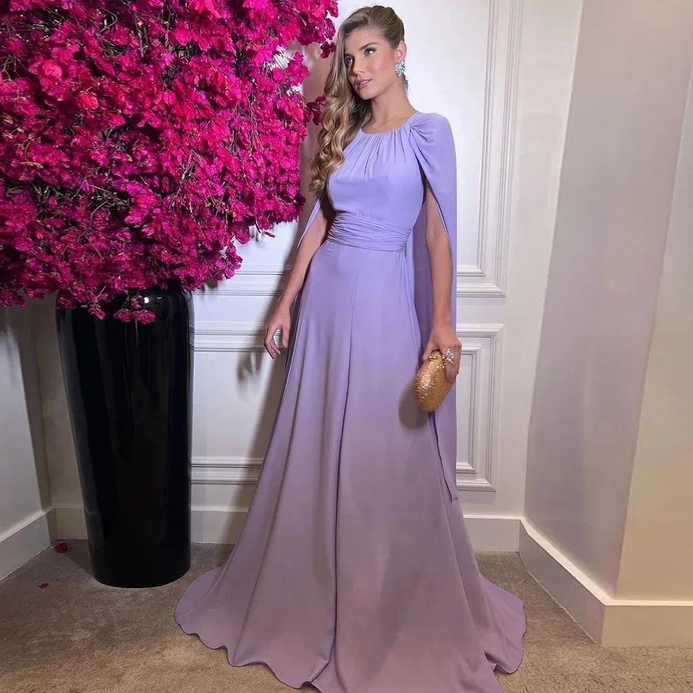 

Merida Backless Chiffon Prom Dress Cap Sleeves A-Line Floor-Length Elegant Formal Dresses For Women 2023