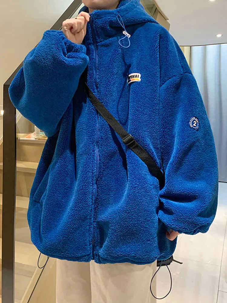 

Мужская повседневная куртка h, Корейская Мягкая куртка с капюшоном, Осень-зима 2022, новая модная винтажная Свободная куртка в стиле преппи из овечьей шерсти