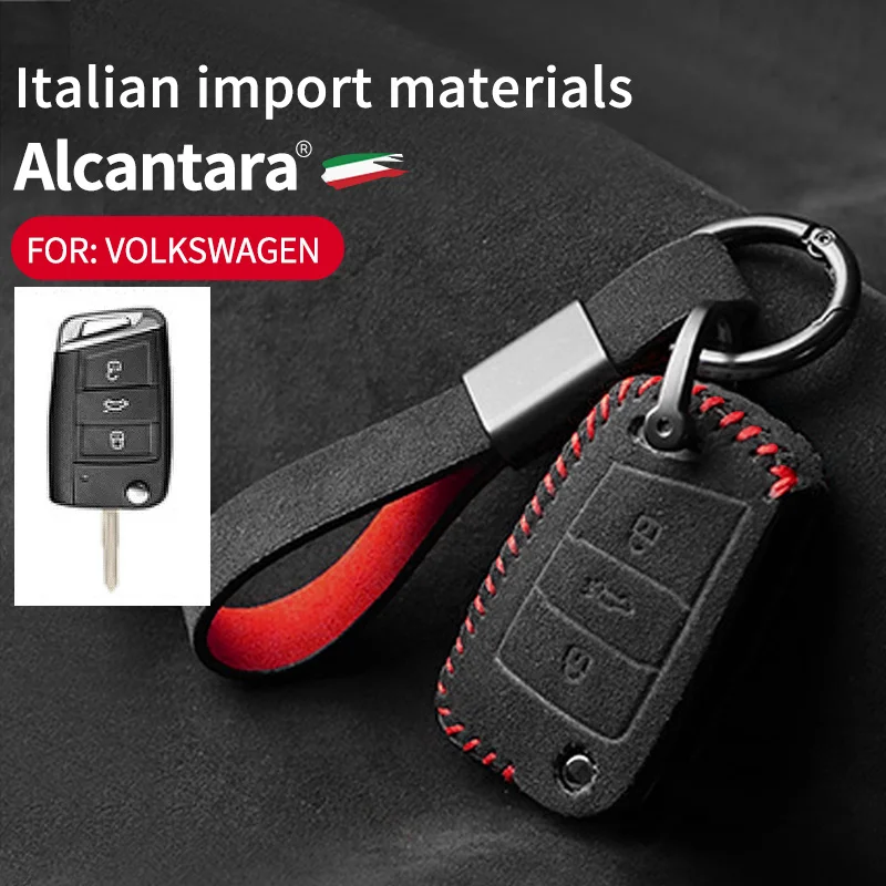 

Alcantara Suede Leather Car Key Case Keys Full Cover Protection Shell Bag for VW Volkswagen Polo Tiguan Passat Golf Jetta Lavida
