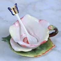 tea coffee mugs ceramic champagne rose milk mug home decor crafts room wedding decoration porcelain sculpture tea cup gift