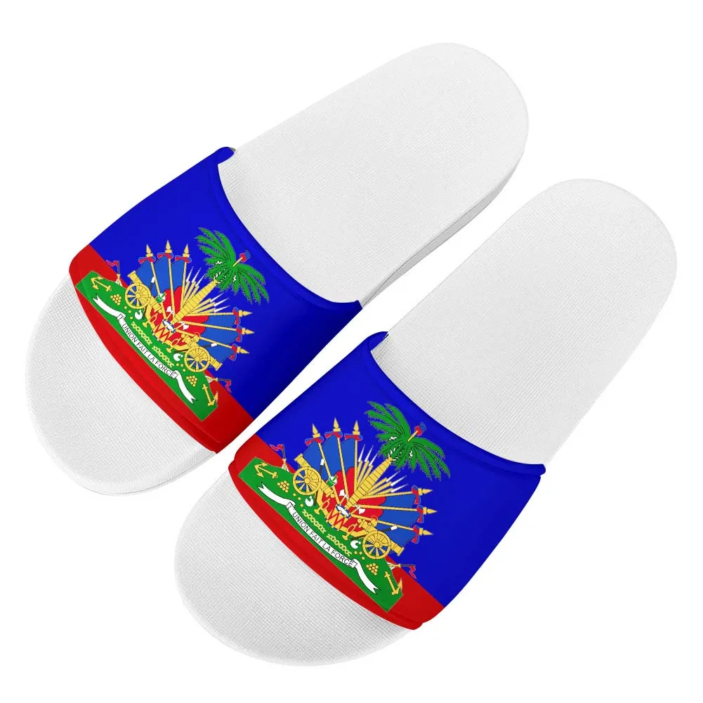 Fashion Haiti Flag Printed Slippers Summer Holiday Casual Anti-slip Water-proof Flats Trend Teenage Personalized Design Sandals