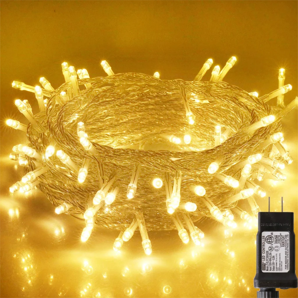 Indoor String Lights Warm White Clear Wire Christmas Lights Outdoor Waterproof 8 Modes Twinkle Fairy String Lights Plug in