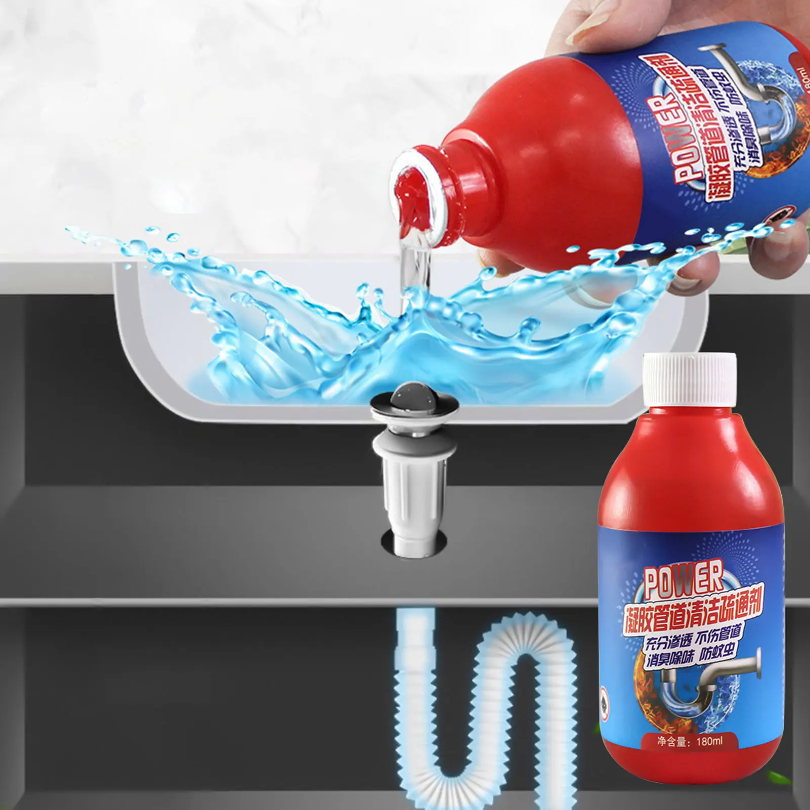 

180ml Strong Pipe Dredge Deodorant Powerful Sink and Drain Cleaner Magic and Fast Pipe Cleaner Deodorant Dredge Agent