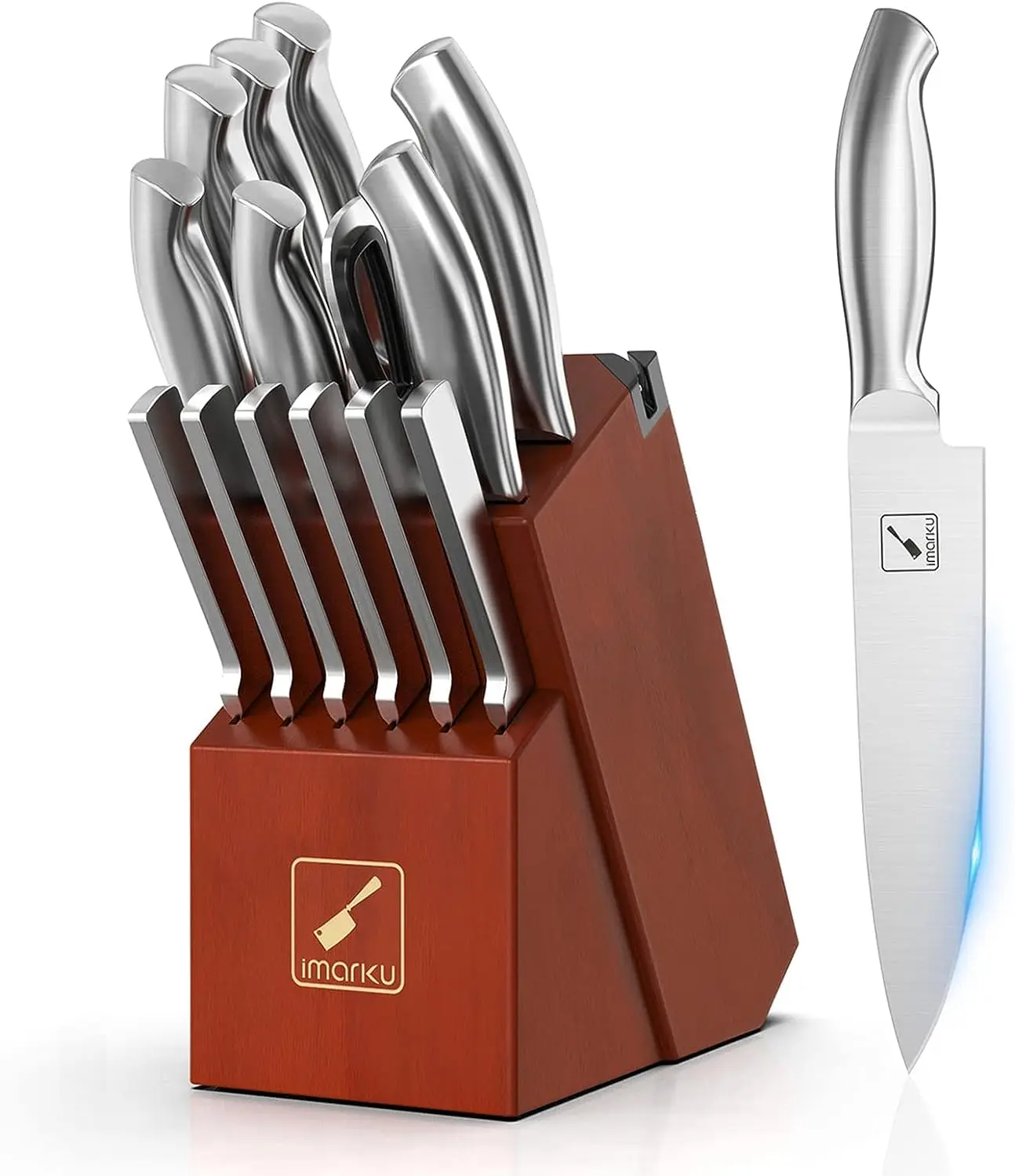 

Sets for Kitchen with Block, imarku Knife Set 15-Pieces High Carbon German Steel Kitchen Knife Set, Ultra Sharp Knife Block Set