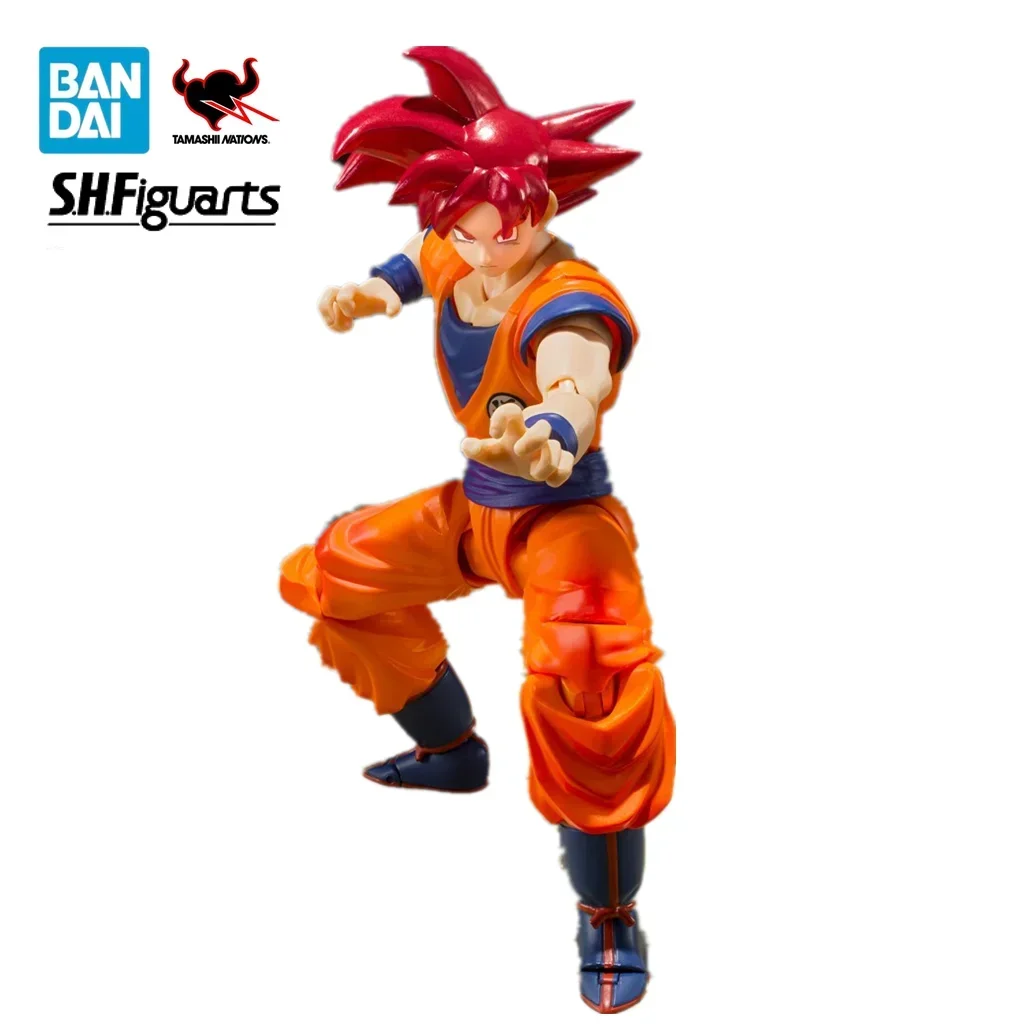 Оригинальный BANDAI Dragon Ball Z S.H. Фигурarts Super Saiyan God Red Hair Son GOKU аниме экшн-модель из ПВХ