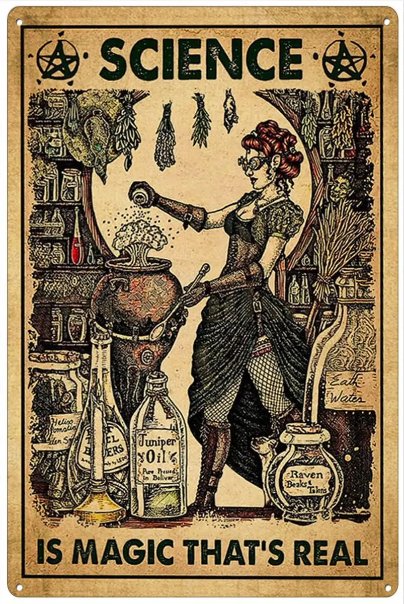 Ретро Metl Tn Sgn 8 X 12 nches Scence s Mgc Tht's Rel постер Wtch Lfe на Хэллоуин Wtcher Hllow