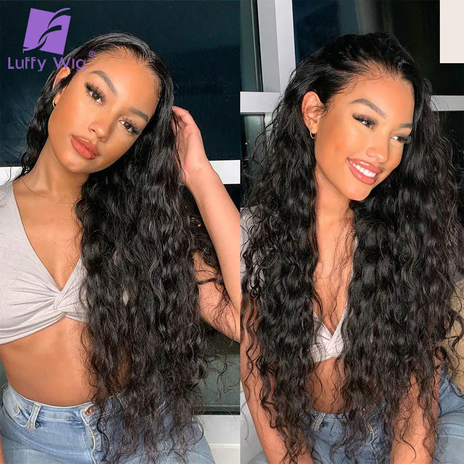 

13x6 Wet and Wavy Human Hair Lace Frontal Wig Brazilian Remy 360 HD Lace Front Wigs Pre Plucked 200Density For Black Women LUFFY