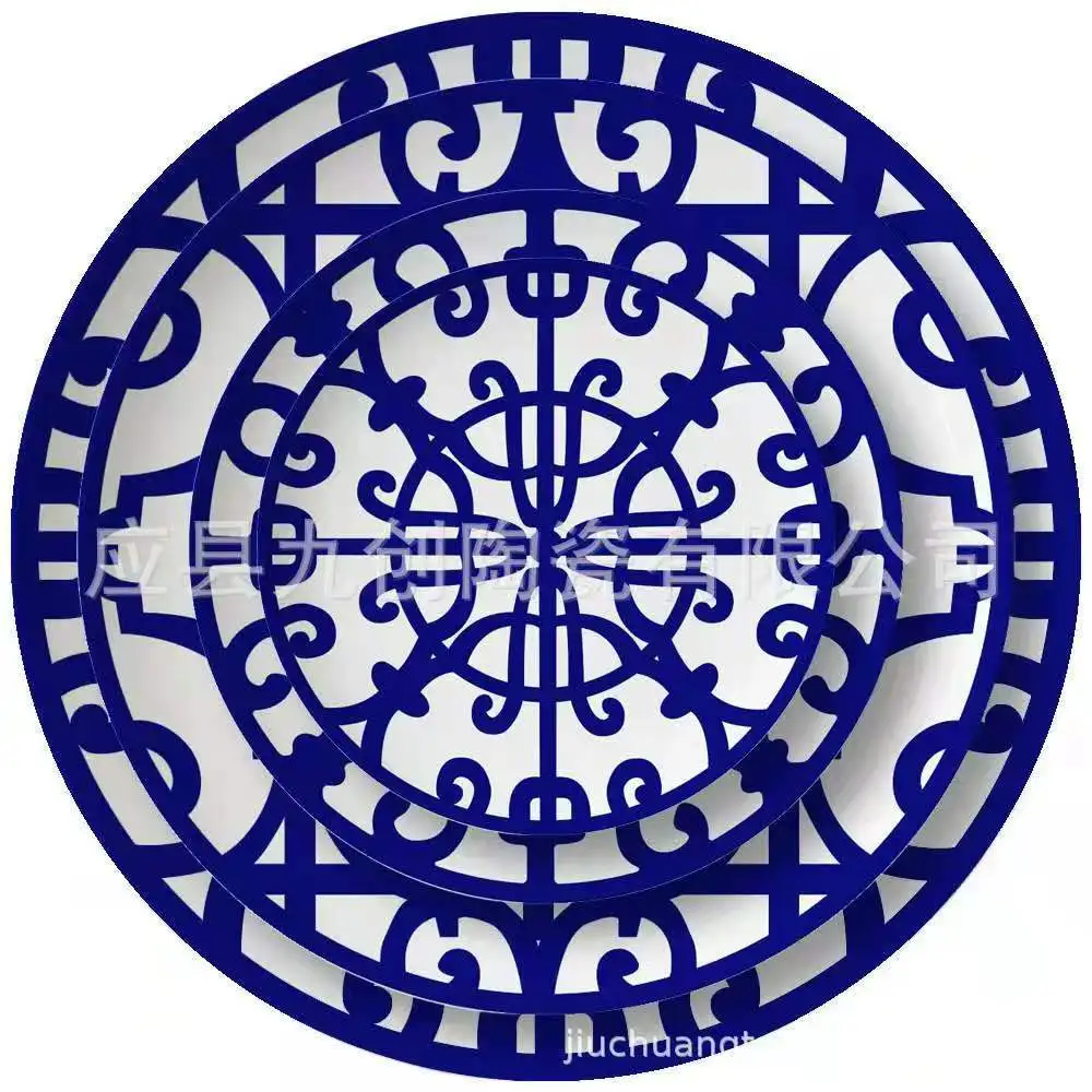 

3 Color Ceramic Plate Hand-Painted Red Art Creative Round Tableware Dinner Plates Set Charger Plates for Wedding Pasta Plate