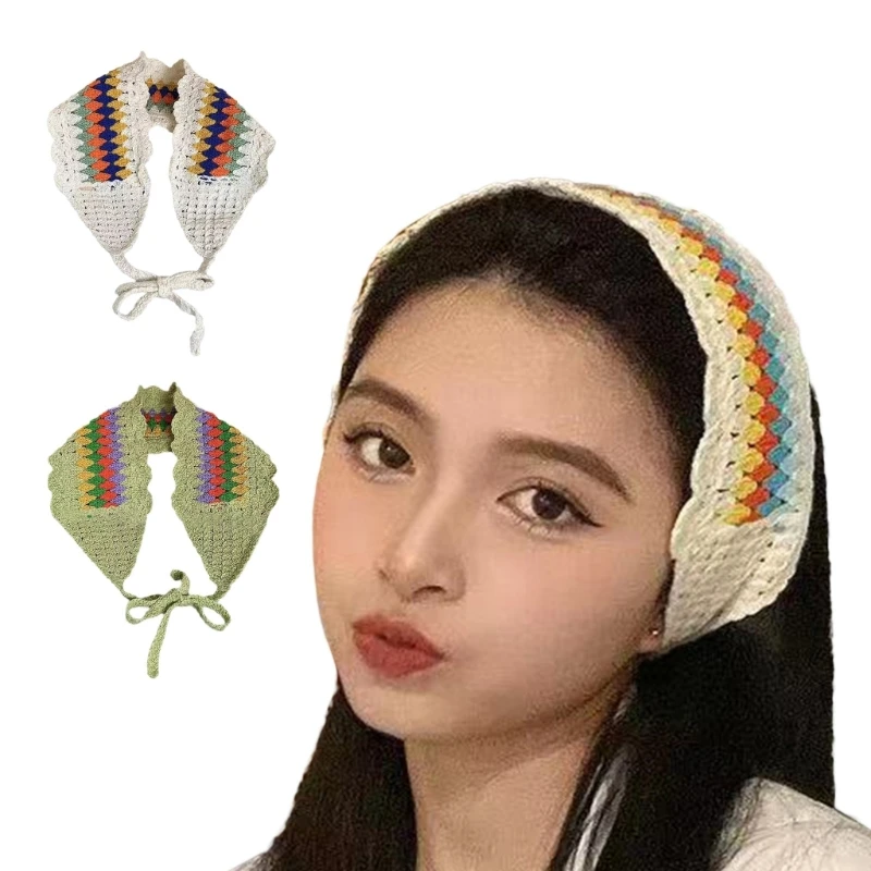 

Soft Women Floral Hairband Wrap Boho Headwraps Exquisite Handwoven Headband Bandana Floral Hairband for Vacation