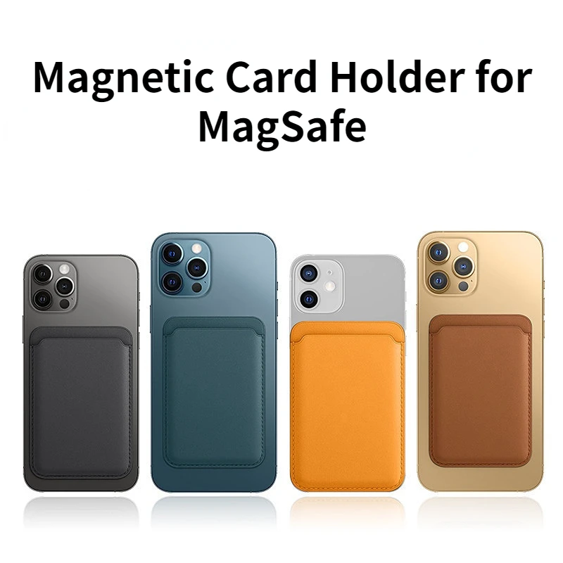 

Universal Card Holder Bag for All Smartphones Magsafe Card Case Wireless Charging Magnetic Phone Leather Wallet Clip Accessories