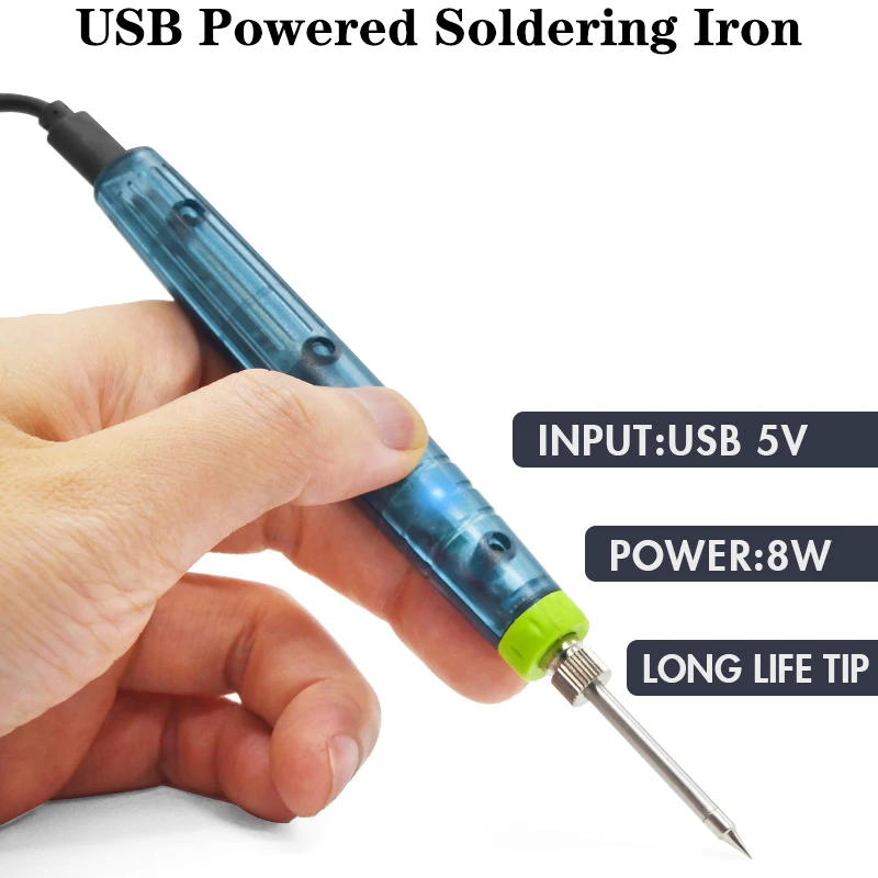 Portable USB Soldering Pen Mini USB Electric Soldering Iron with Metal Stand 5V 8W DIY SMD PCB Soldering Repair Tool