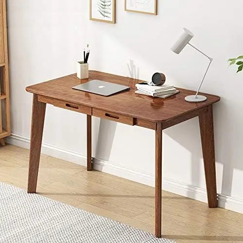 

Wood Writing Desk - Office Workbench Desk with Drawer, Laptop Computer Work Study Table