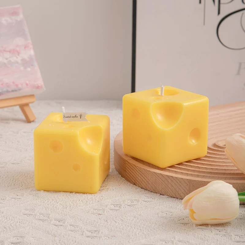 

Wholesale Creative Square Cheese Candle Handmade Smokeless Fragrance Candle Birthday Household Decorations Gift