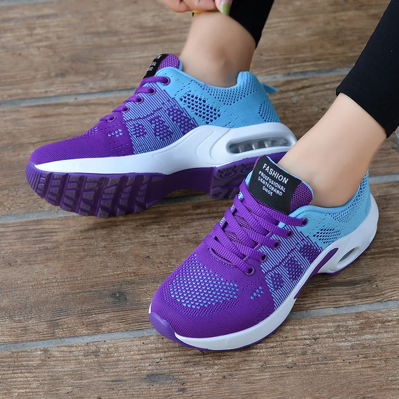 Women's Purple Sneakers Shuttle Fabric Lightweight and Breathable Soft Sole Comfortable Casual Sports Shoes Trainer Tennis 2023