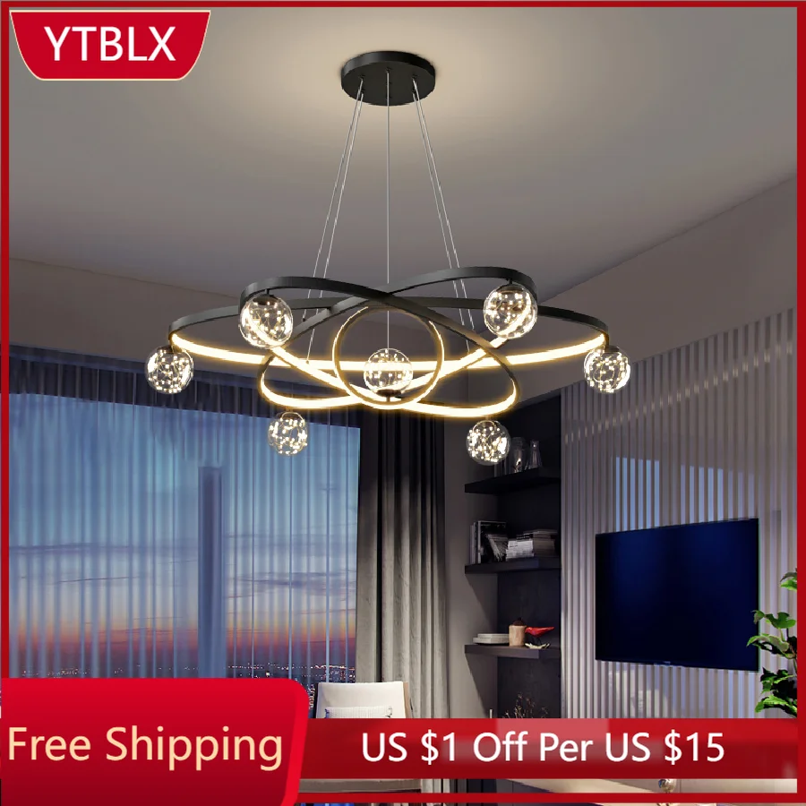 

Modern Simple Chandeliers Living Bedroom Dining Room Pendant Lights Ring Home Indoor Lighting Decor LED Ceiling Light Fixtures