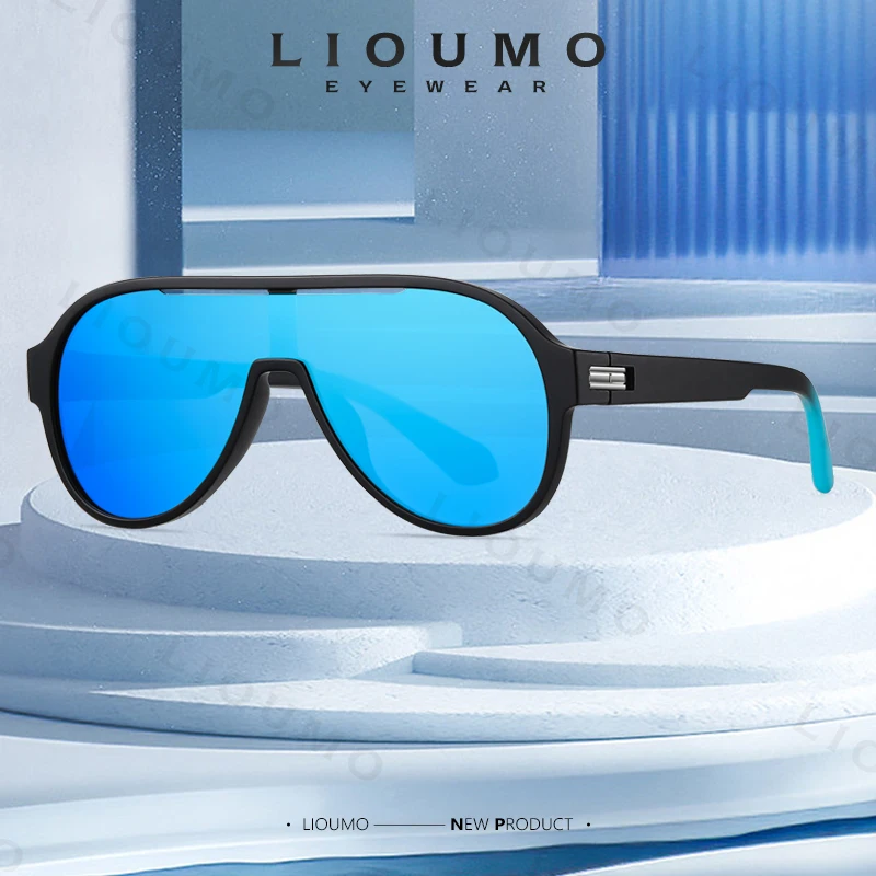 LIOUMO Luxury Sports Sunglasses Men Polarized Big Frame Anti-Glare Glasses For Women One-Piece Cycling Fishing Goggles zonnebril