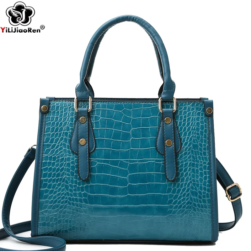 

Luxury Crocodile Pattern Fashion Handbag Large Shoulder Bag Women Tote Designer Alligator Leather Crossbody Bag Ladies Handbags