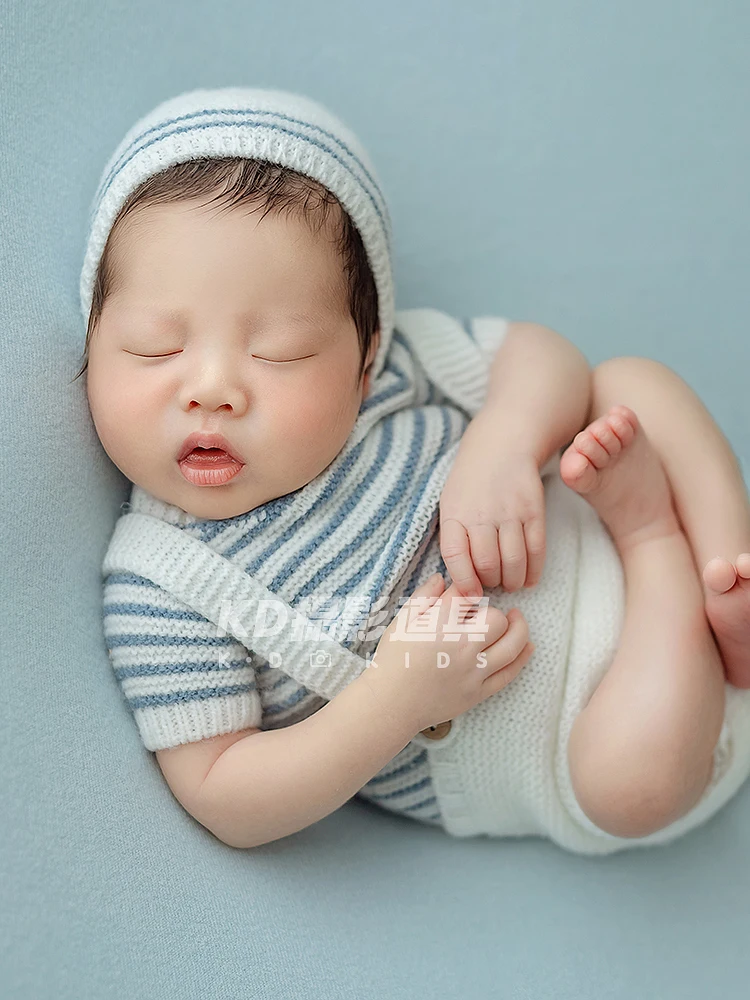 Newborn Baby Photography Props Soft Background Blanket Striped Outfit Posing Knitting Balls Fotografia Studio Shoots Photo Props enlarge