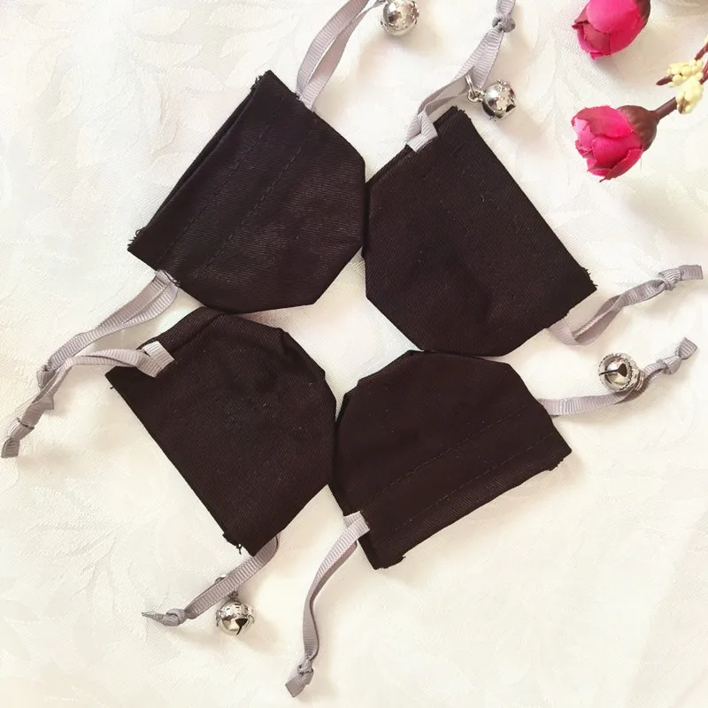 

10pcs Black High Quality Charms Earrings Jewelry Packaging Bags Wedding Drawstring Velvet Pouches Gift Bag