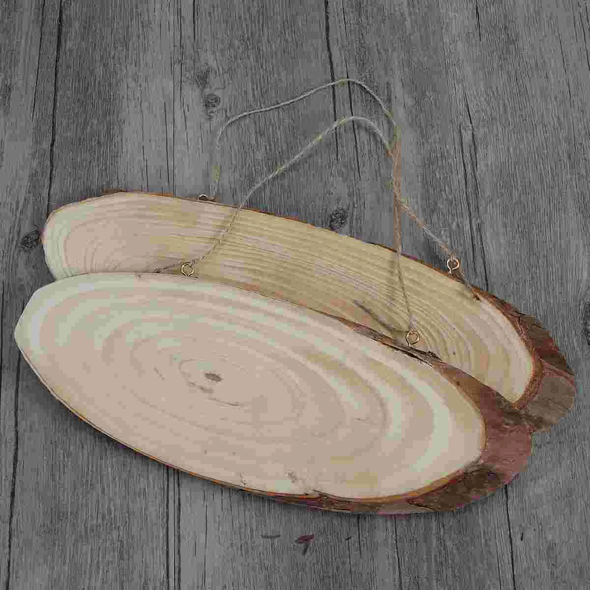 

2Pcs Tree Log Diy Slices Unfinished Board Unfinished Hanging Sign Blank Door Plaque