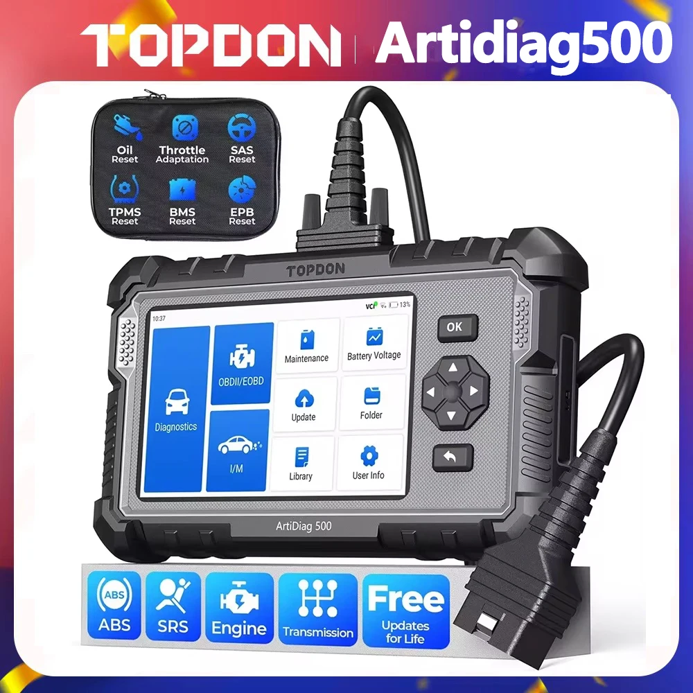 

TOPDON ArtiDiag500 Диагностика 4 системы 6 Функции сброса Сканер OBD2 SAS/TPMS/BMS/EPB Сброс диагностического инструмента автомобиля Бесплатное обновление