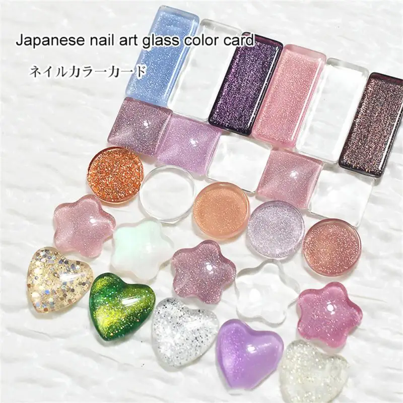 

Glass Color Card Transparent Tips Clear Round Nail Tips Flat Back UV Gel Polish Display Color Card Chart Nails Art Accessories