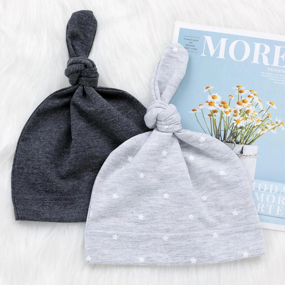 

Baby Hats Newborn 100% Organic Cotton Soft Adjustable Hat oft Knotted Cap, For 0-3Y Old Infants Boys And Girls Hats Child Beanie