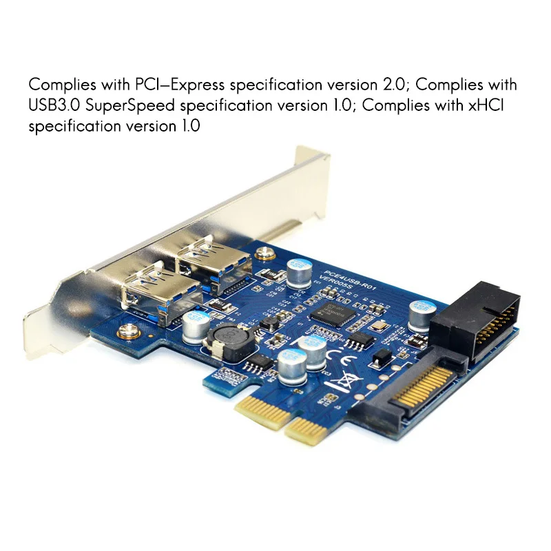 Карта расширения USB3.0 передняя 19-контактная + задняя 2-портовая плата UPD 720201