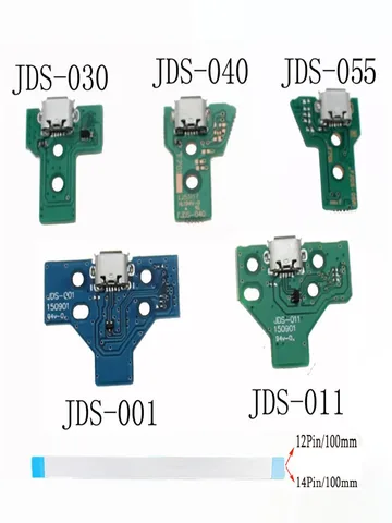 1 комплект для контроллера PS4, плата зарядки Micro USB, порт, разъем для док-станции, 12 контактов, 14 контактов, JDS 001 011 030 040 055, соединительный кабель