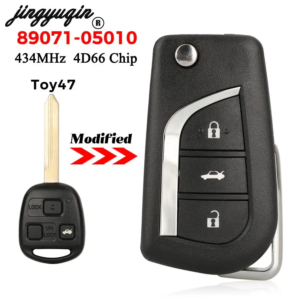 

Toyota Yaris Avensis Corolla Carina Дистанционный Ключ 434 МГц 4D66 Чип Jingyuqin 89071-05010 Модулированный Ключ От Машины С...