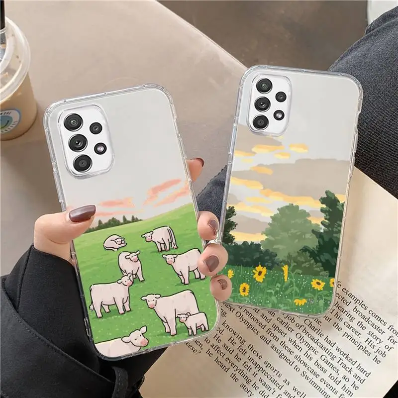 

Cute Landscape Animals Phone Case Transparent For Huawei P20 P30 P40 honor mate 8X 9X 10i Pro Lite
