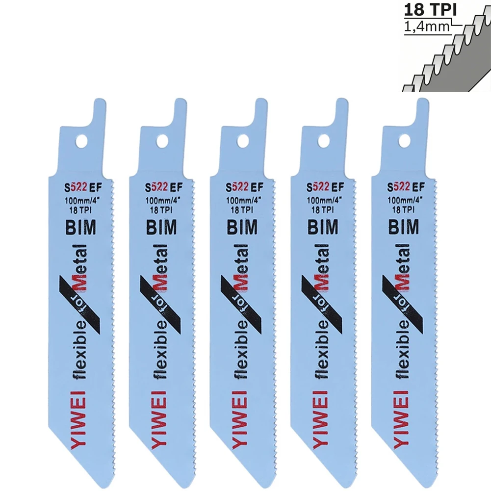 Лезвие для сабельной пилы S522EF 100 мм HCS, лезвие для резки дерева, металла, пластика, ПВХ труб, электроинструменты, аксессуары, 5 шт.