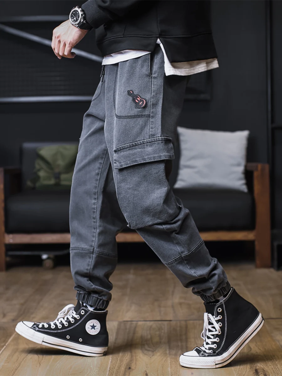 Джинсы-карго мужские брюки-султанки из денима повседневные джоггеры брюки цвет