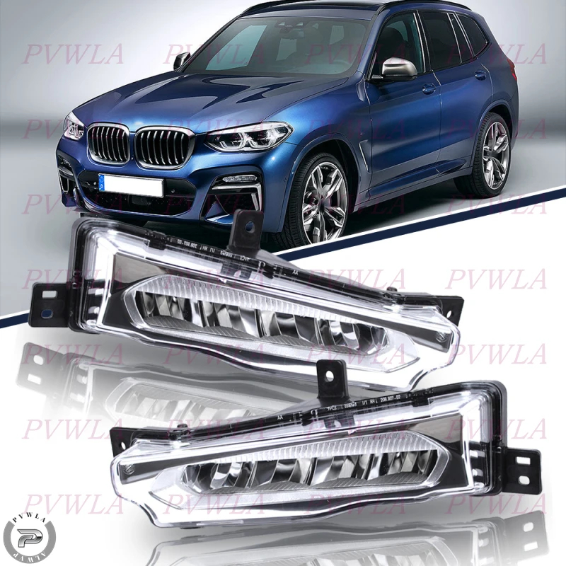 Фото Для BMW X3 G01 G08 X4 G02 2017-2021: Светодиодные ДХО (дневные ходовые огни) для переднего бампера, противотуманные фары, автомобильные аксессуары №1