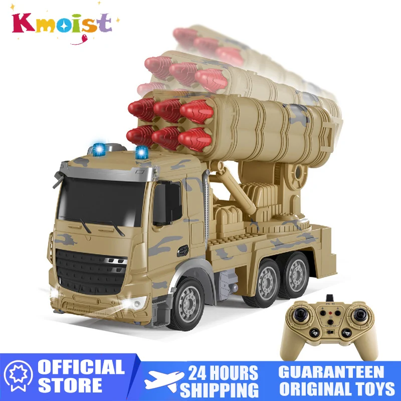 1/24 2.4G RC Truck Radio Controlled Machine 10CH Military Missile Vehicle Car Model Rocket Launcher Launch Function Toys For Boy